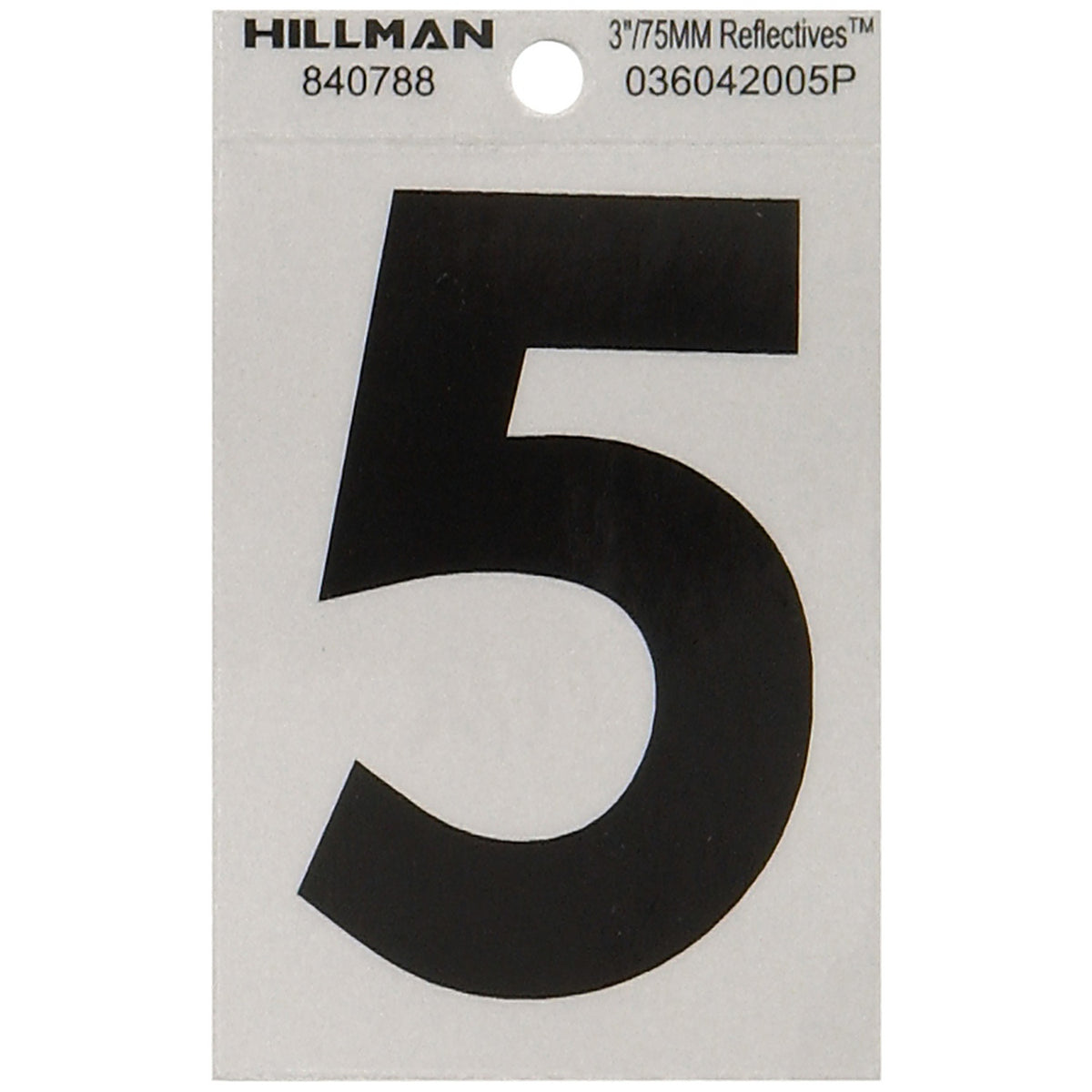 Hillman 840788 3 in. Reflective Black Mylar Self-Adhesive Number 5 1/pc.