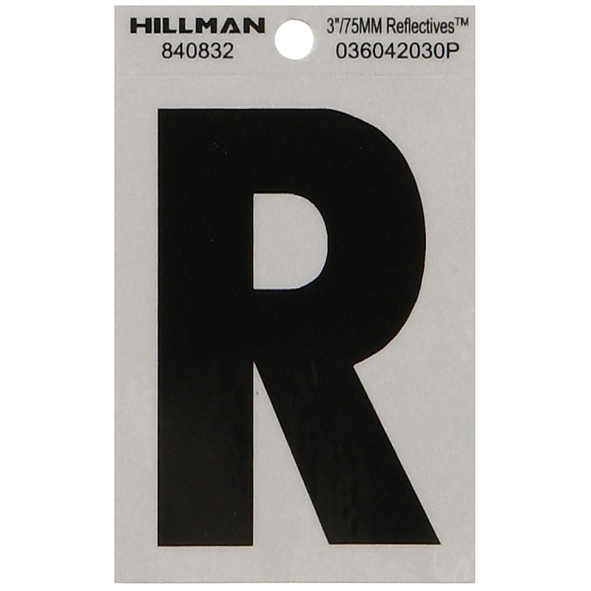 Hillman 840832 3 in. Reflective Black Mylar Self-Adhesive Letter R 1/pc.