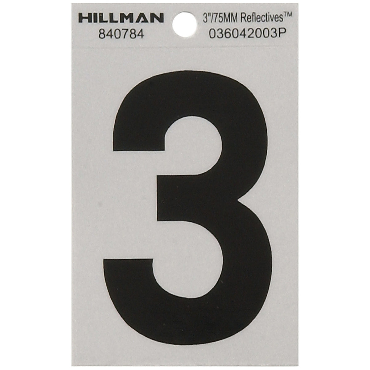 Hillman 840784 3 in. Reflective Black Mylar Self-Adhesive Number 3 1/pc.