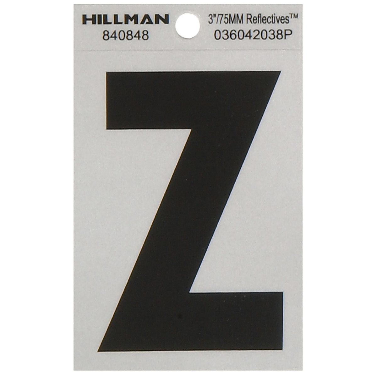Hillman 840848 3 in. Reflective Black Mylar Self-Adhesive Letter Z 1/pc.