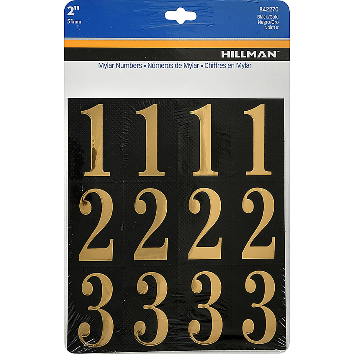 Hillman 842270 2 in. Gold Mylar Self-Adhesive Number Set 0-9 32/pc.
