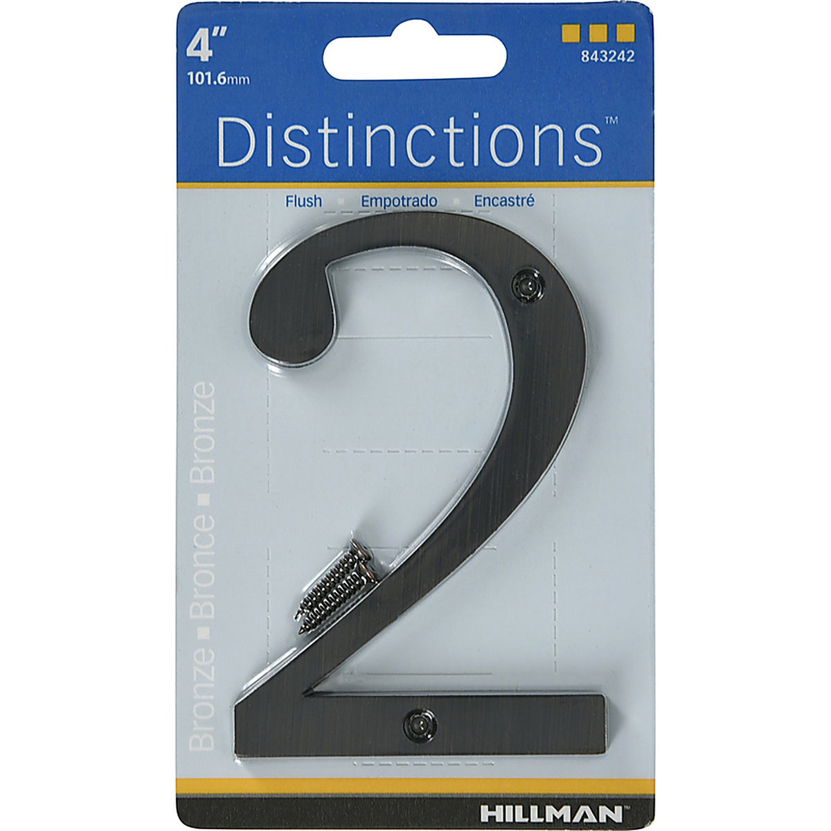 Hillman - 843242 - Distinctions 4 In. Bronze Zinc Die-Cast Screw-On Number 2 1 Piece