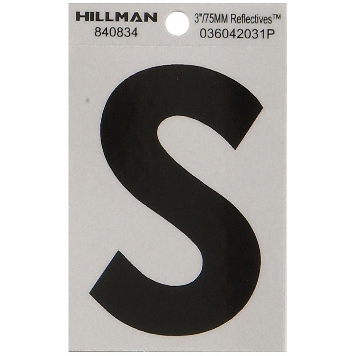 Hillman 840834 3 in. Reflective Black Mylar Self-Adhesive Letter S 1/pc.