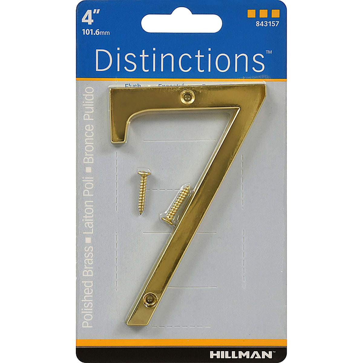 Hillman - 843157 - Distinctions 4 In. Reflective Gold Zinc Die-Cast Screw-On Number 7 1 Piece