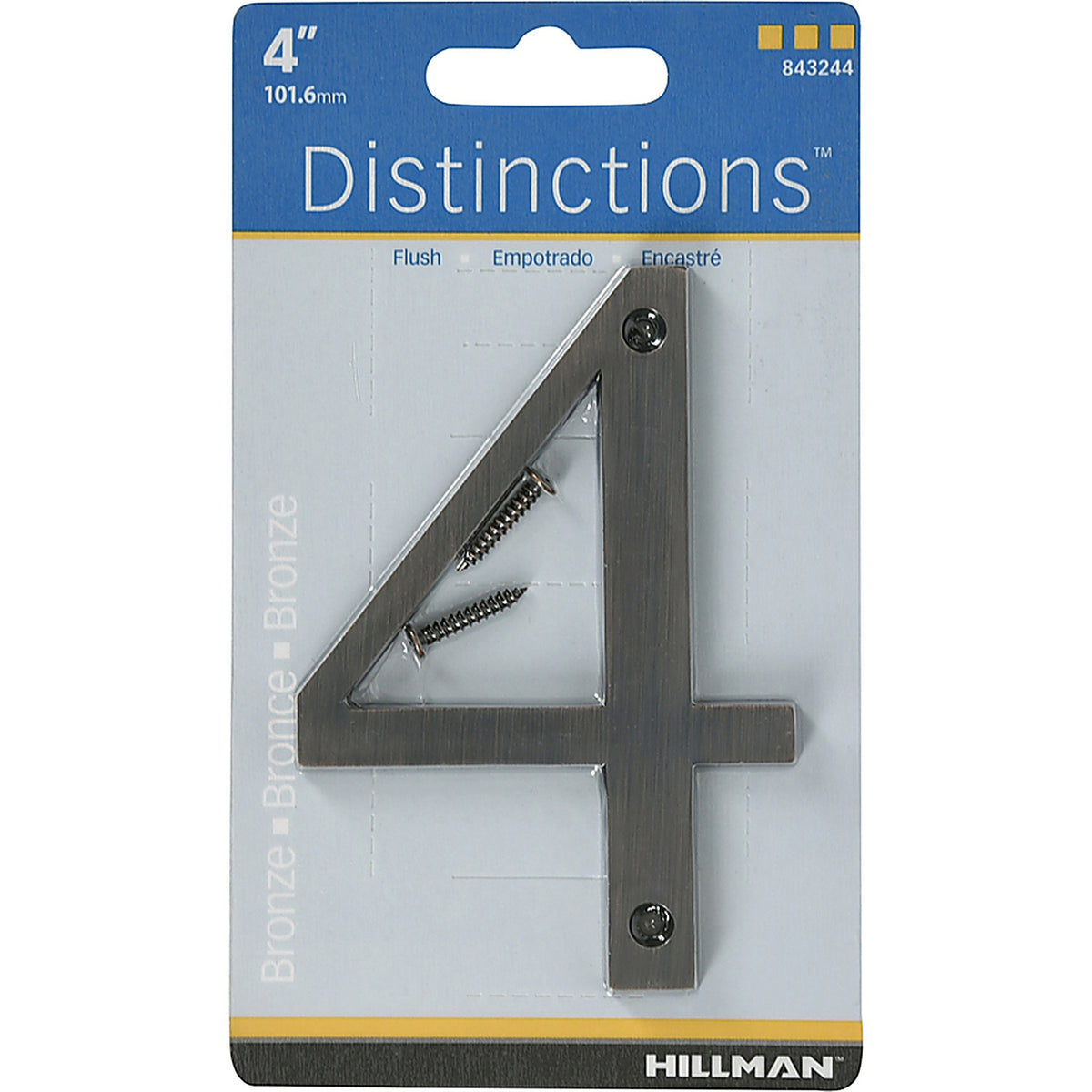 Hillman - 843244 - Distinctions 4 In. Bronze Zinc Die-Cast Screw-On Number 4 1 Piece
