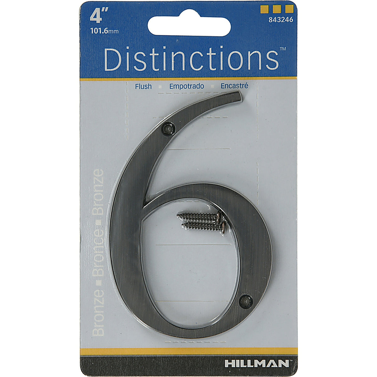 Hillman - 843246 - Distinctions 4 In. Bronze Zinc Die-Cast Screw-On Number 6 1 Piece