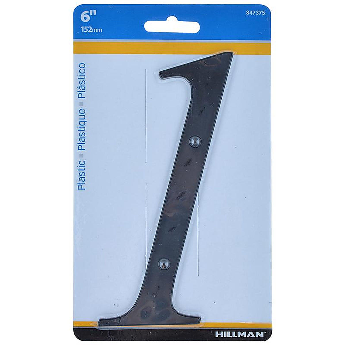 Hillman 847375 6 in. Black Plastic Nail-On Number 1 1/pc.
