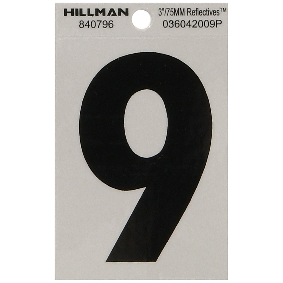Hillman 840796 3 in. Reflective Black Mylar Self-Adhesive Number 9 1/pc.