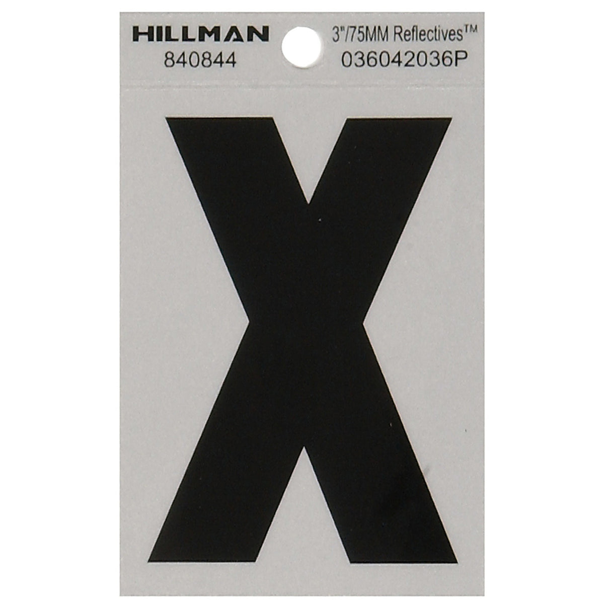 Hillman 840844 3 in. Reflective Black Mylar Self-Adhesive Letter X 1/pc.