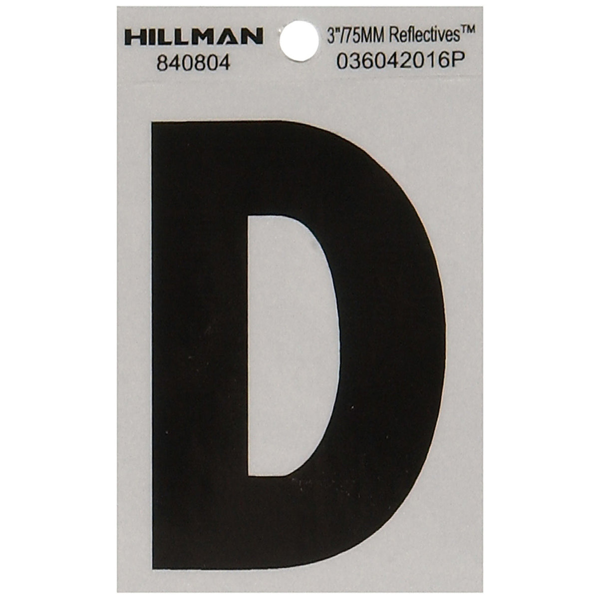 Hillman 840804 3 in. Reflective Black Mylar Self-Adhesive Letter D 1/pc.