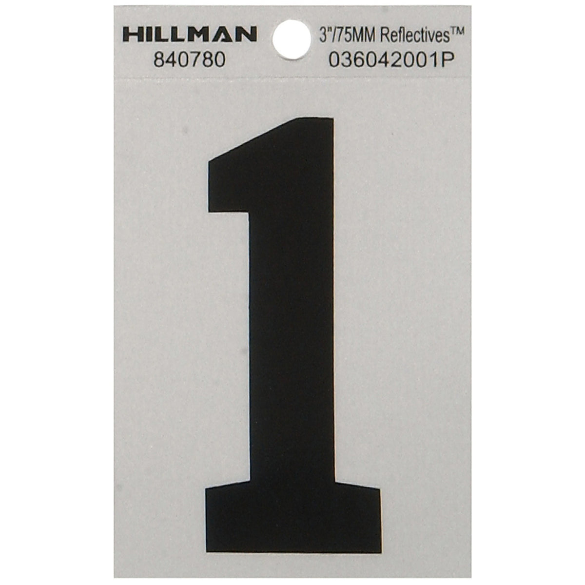 Hillman 840780 3 in. Reflective Black Mylar Self-Adhesive Number 1 1/pc.
