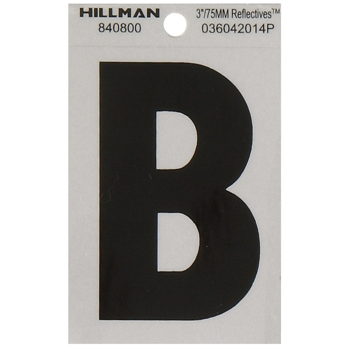 Hillman 840800 3 in. Reflective Black Mylar Self-Adhesive Letter B 1/pc.