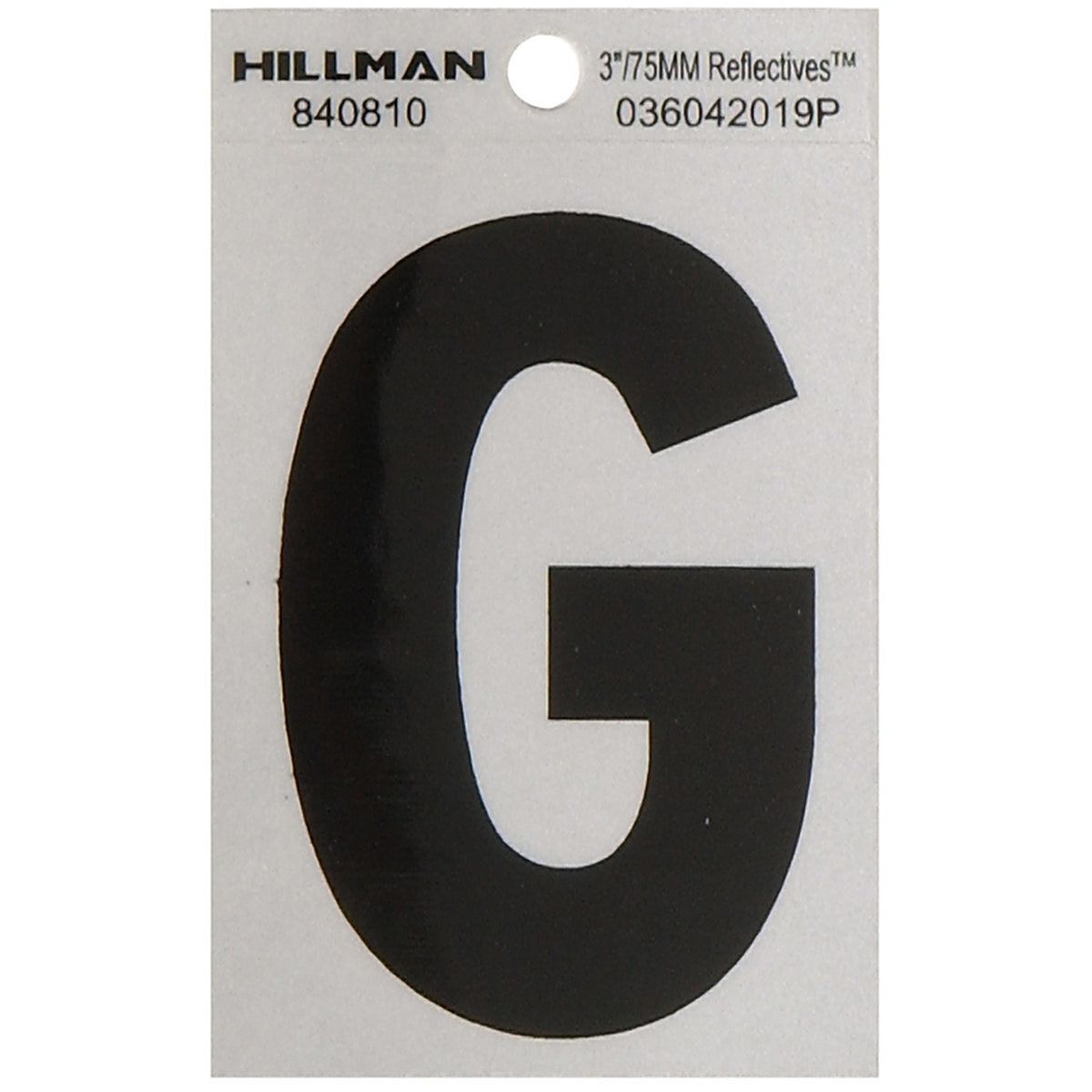 Hillman 840810 3 in. Reflective Black Mylar Self-Adhesive Letter G 1/pc.