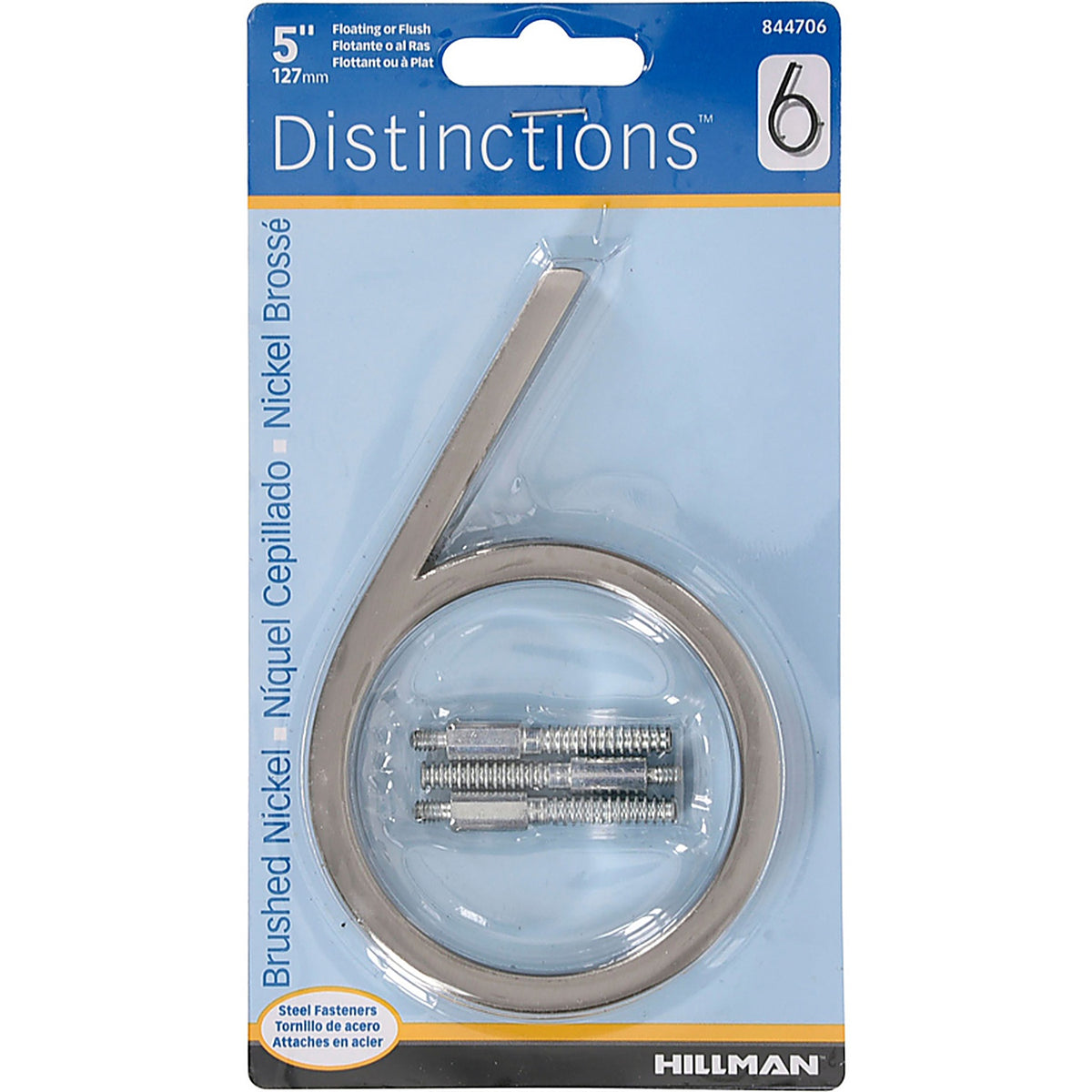 Hillman - 844706 - Distinctions 5 In. Silver Steel Screw-On Number 6 1 Piece