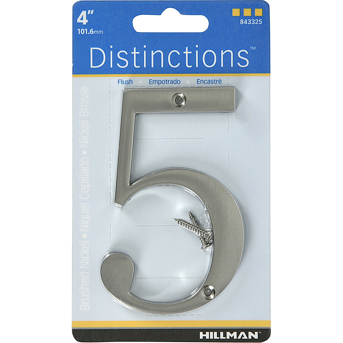 Hillman - 843325 - Distinctions 4 In. Silver Zinc Die-Cast Screw-On Number 5 1 Piece