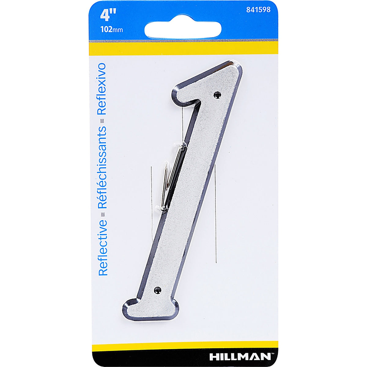 Hillman 841598 4 in. Reflective Silver Plastic Nail-On Number 1 1/pc.