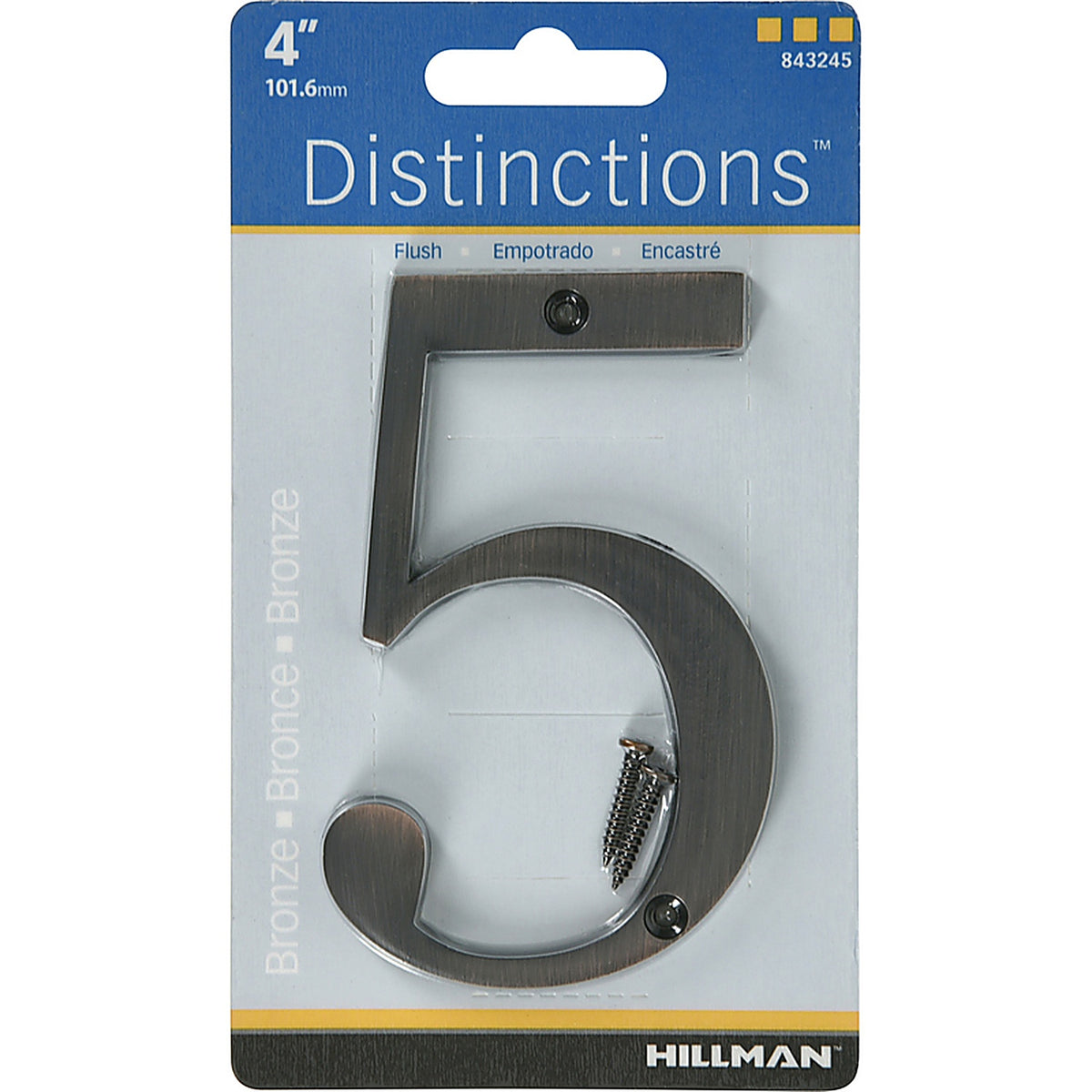 Hillman - 843245 - Distinctions 4 In. Bronze Zinc Die-Cast Screw-On Number 5 1 Piece