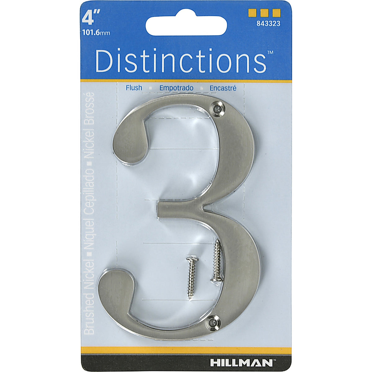 Hillman - 843323 - Distinctions 4 In. Silver Zinc Die-Cast Screw-On Number 3 1 Piece