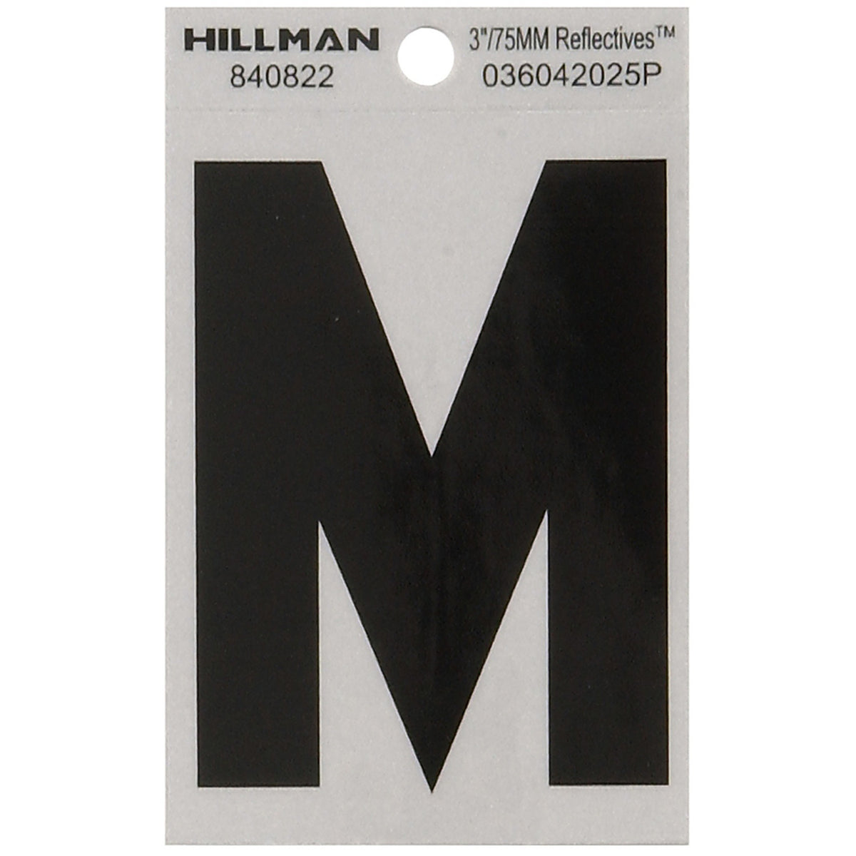 Hillman 840822 3 in. Reflective Black Mylar Self-Adhesive Letter M 1/pc.