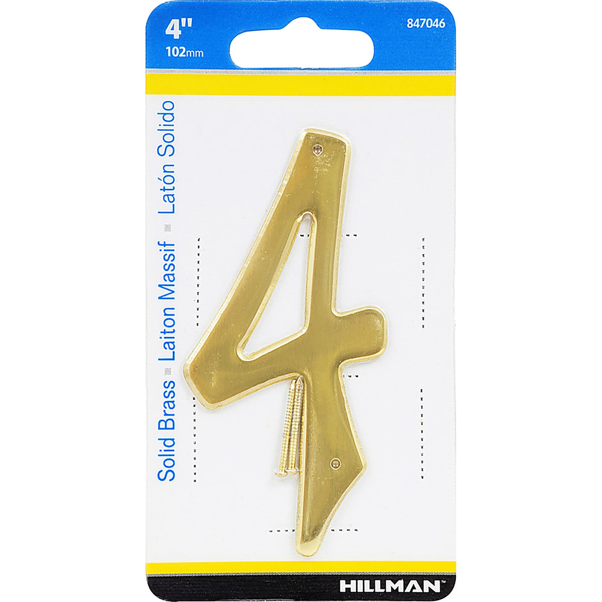 Hillman 847046 4 in. Gold Brass Nail-On Number 4 1/pc.