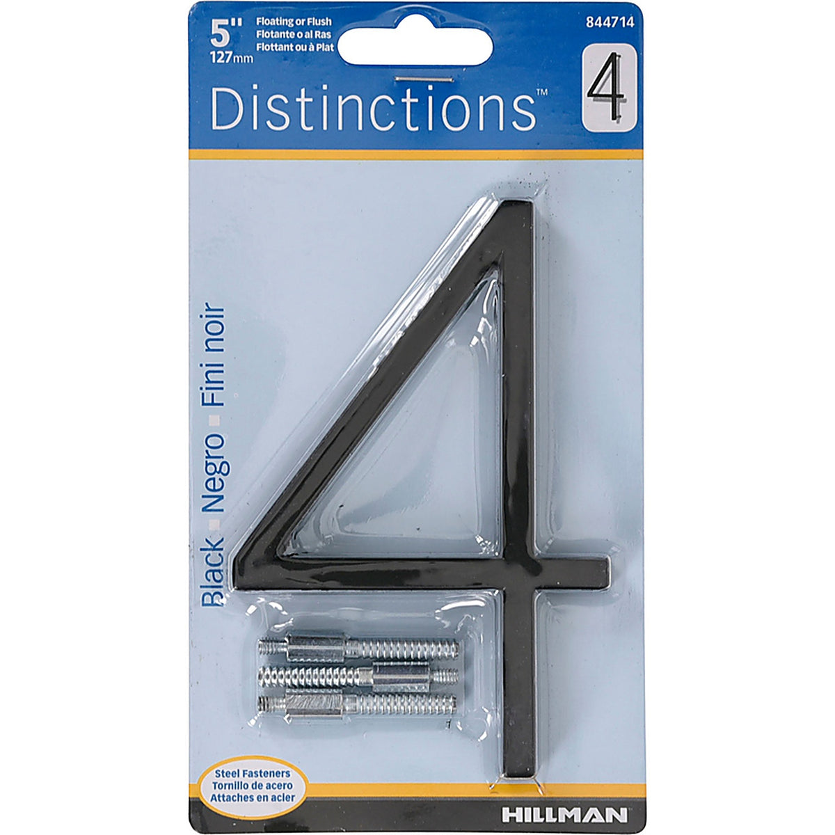 Hillman - 844714 - Distinctions 5 In. Black Steel Screw-On Number 4 1 Piece
