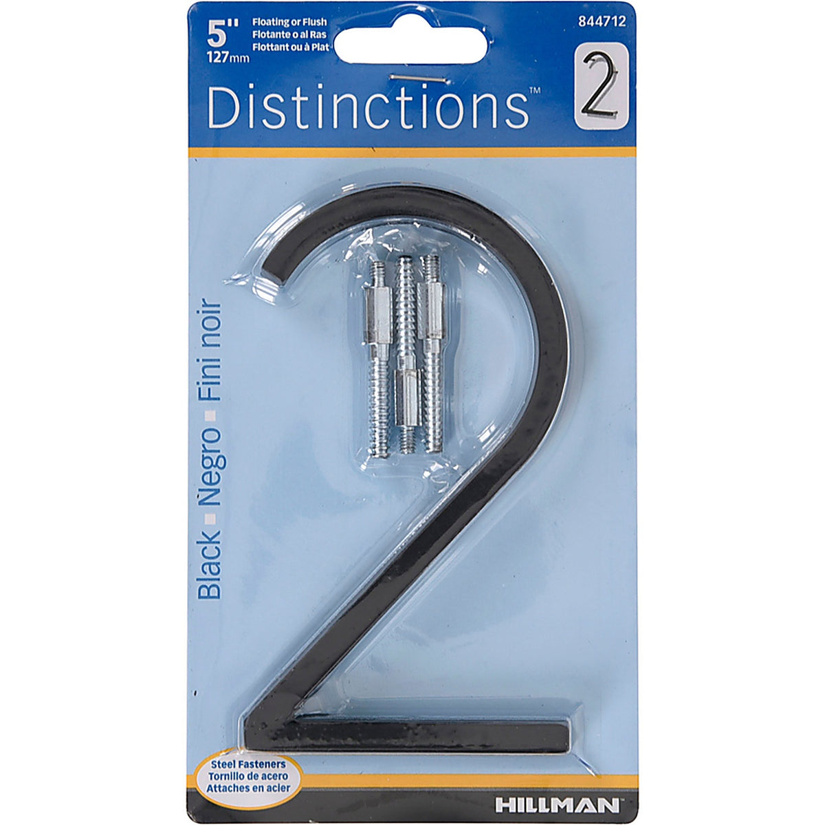 Hillman - 844712 - Distinctions 5 In. Black Steel Screw-On Number 2 1 Piece