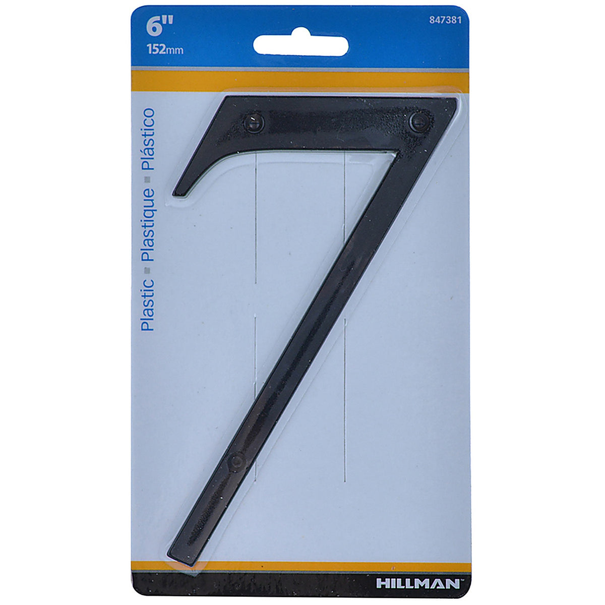 Hillman 847381 6 in. Black Plastic Nail-On Number 7 1/pc.