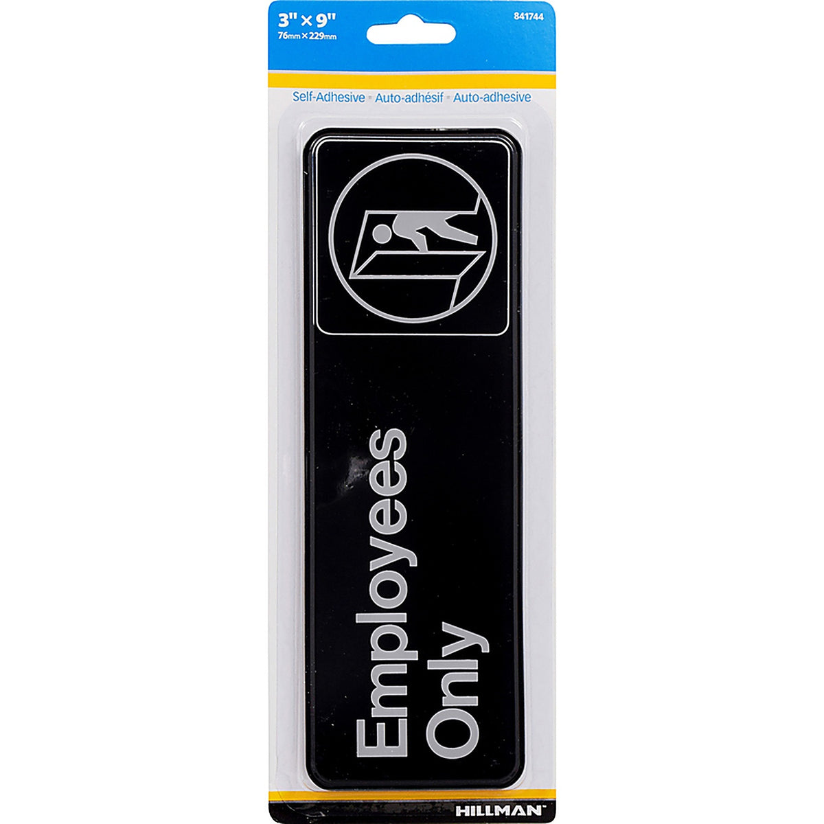 Hillman 841744 English Black Employees Only Plaque 3 in. H x 9 in. W