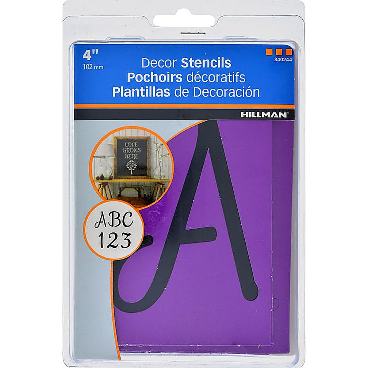 Hillman 840244 4 in. Card Stock Decor Stencil Set 38/Pack