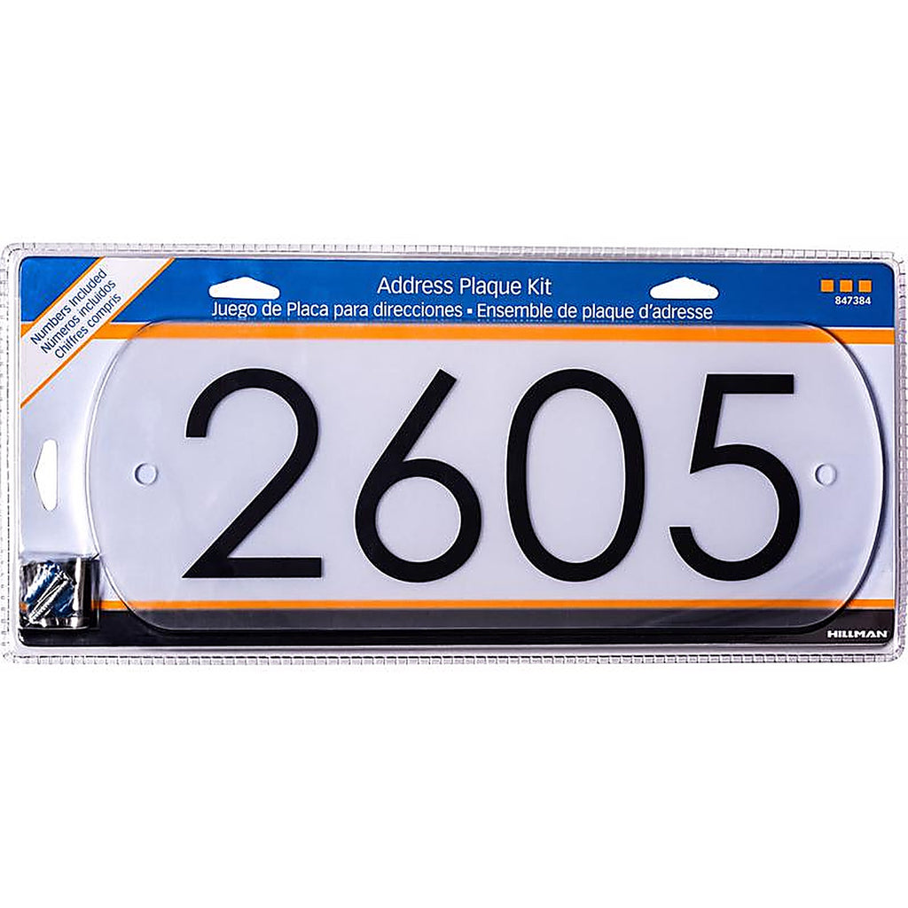 Hillman 847384 White Plastic Rectangle Modern Address Kit