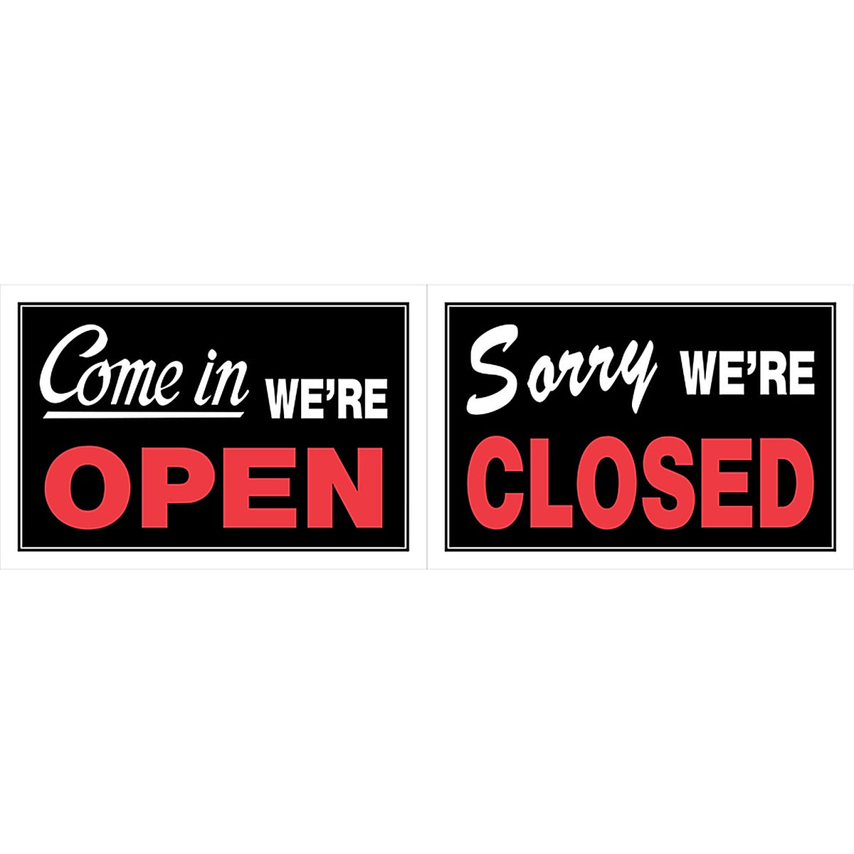 Hillman 839916 English Black Open/Close Sign 8 in. H x 12 in. W