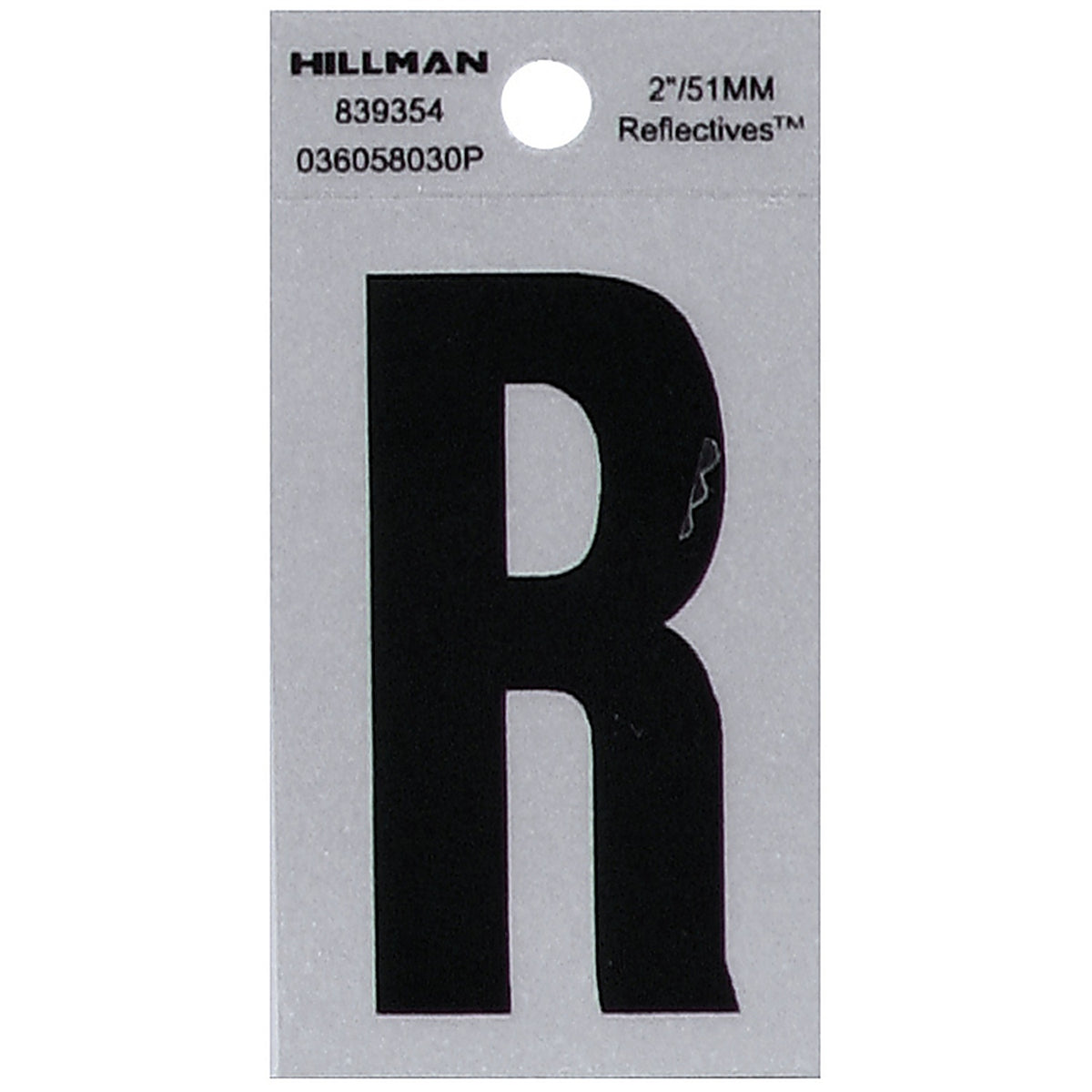 Hillman 839354 2 in. Reflective Black Mylar Self-Adhesive Letter R 1/pc.