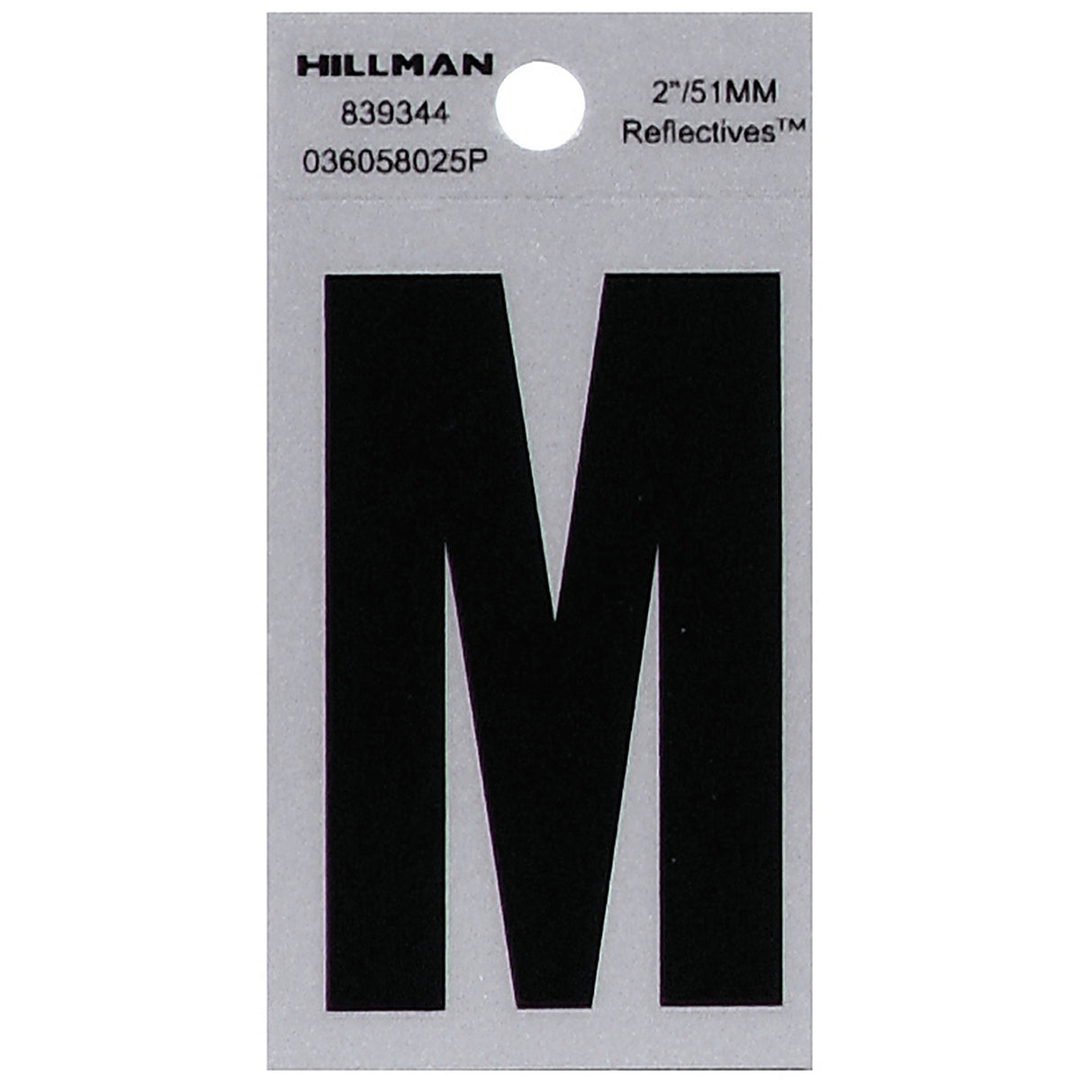Hillman 839344 2 in. Reflective Black Mylar Self-Adhesive Letter M 1/pc.