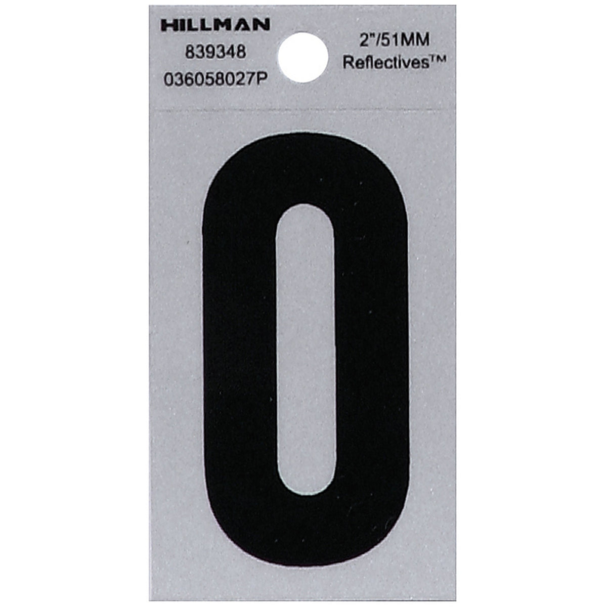 Hillman 839348 2 in. Reflective Black Mylar Self-Adhesive Letter O 1/pc.