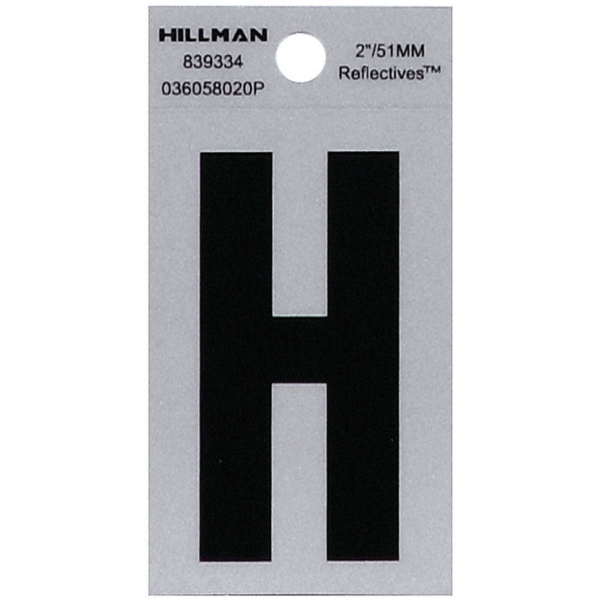 Hillman 839334 2 in. Reflective Black Mylar Self-Adhesive Letter H 1/pc.
