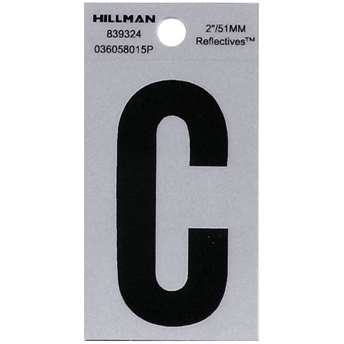 Hillman 839324 2 in. Reflective Black Mylar Self-Adhesive Letter C 1/pc.