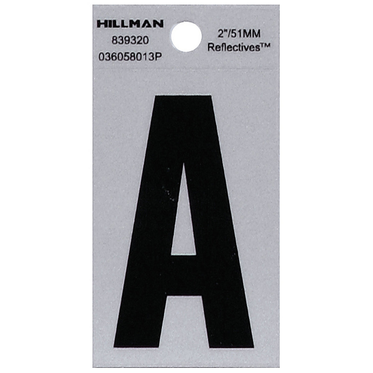 Hillman 839320 2 in. Reflective Black Mylar Self-Adhesive Letter A 1/pc.