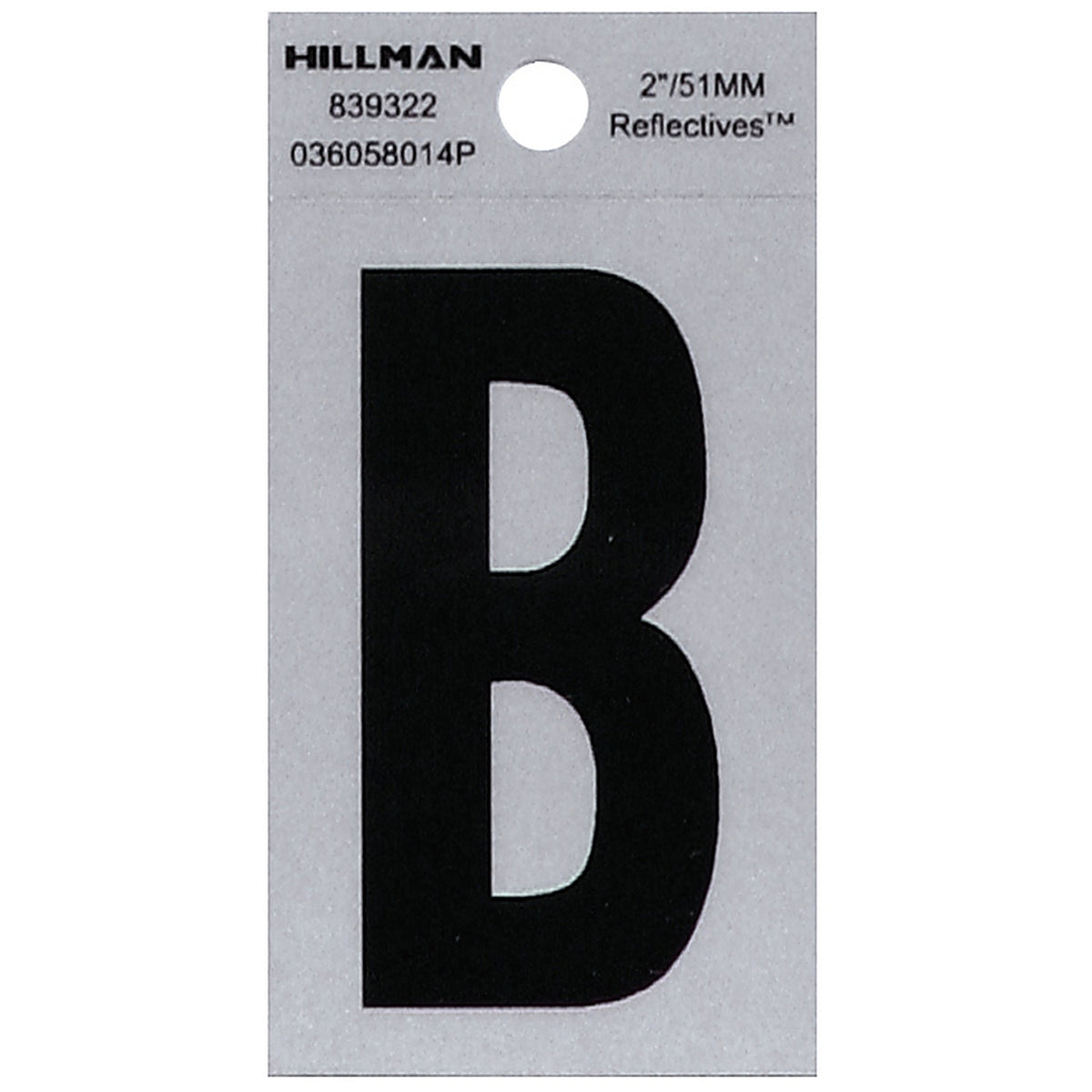 Hillman 839322 2 in. Reflective Black Mylar Self-Adhesive Letter B 1/pc.
