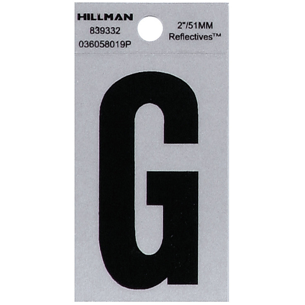 Hillman 839332 2 in. Reflective Black Mylar Self-Adhesive Letter G 1/pc.