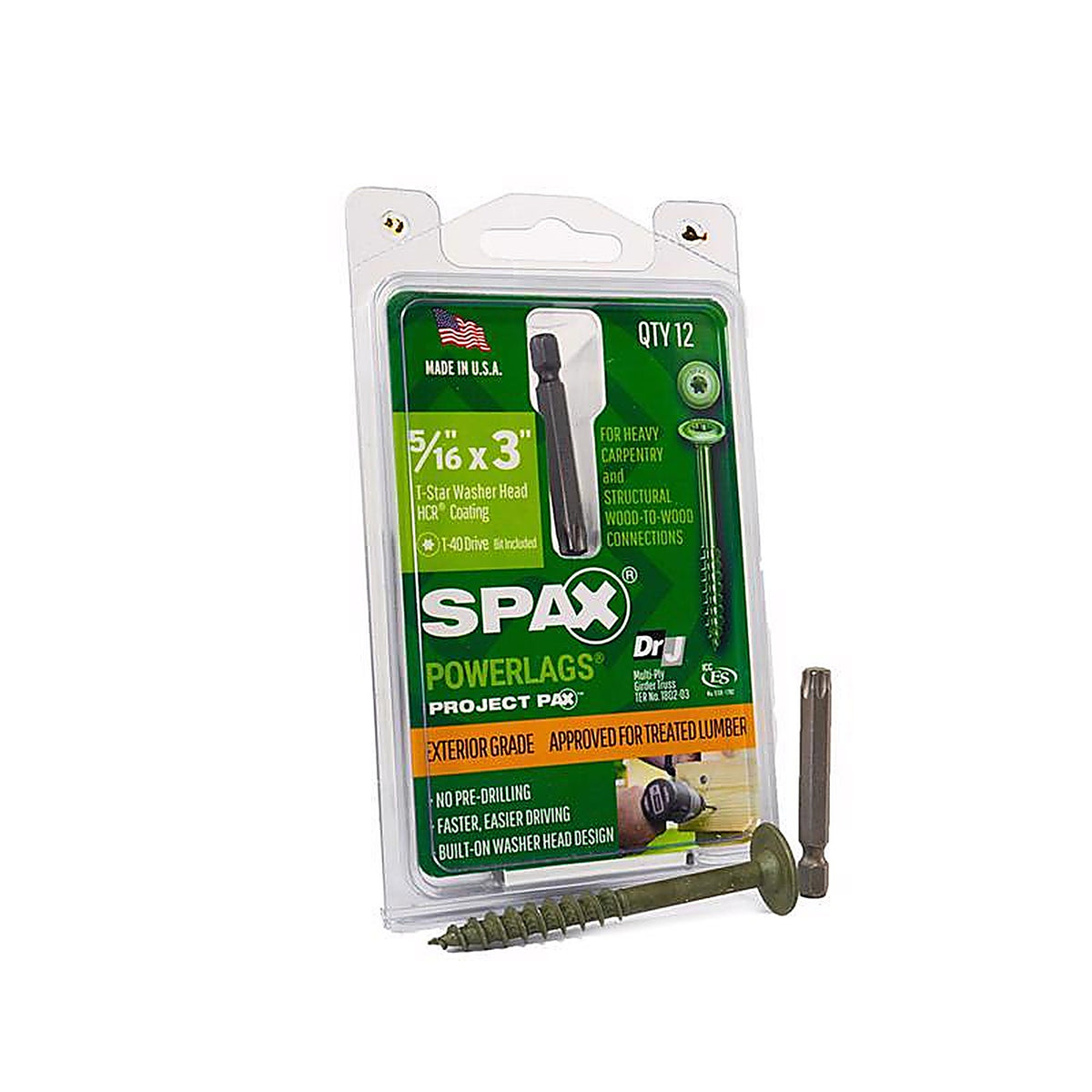 Spax - 45818208007643 - Powerlag 5/16 In. In. X 3 In. L T-40 Washer Head Serrated Structural Screws