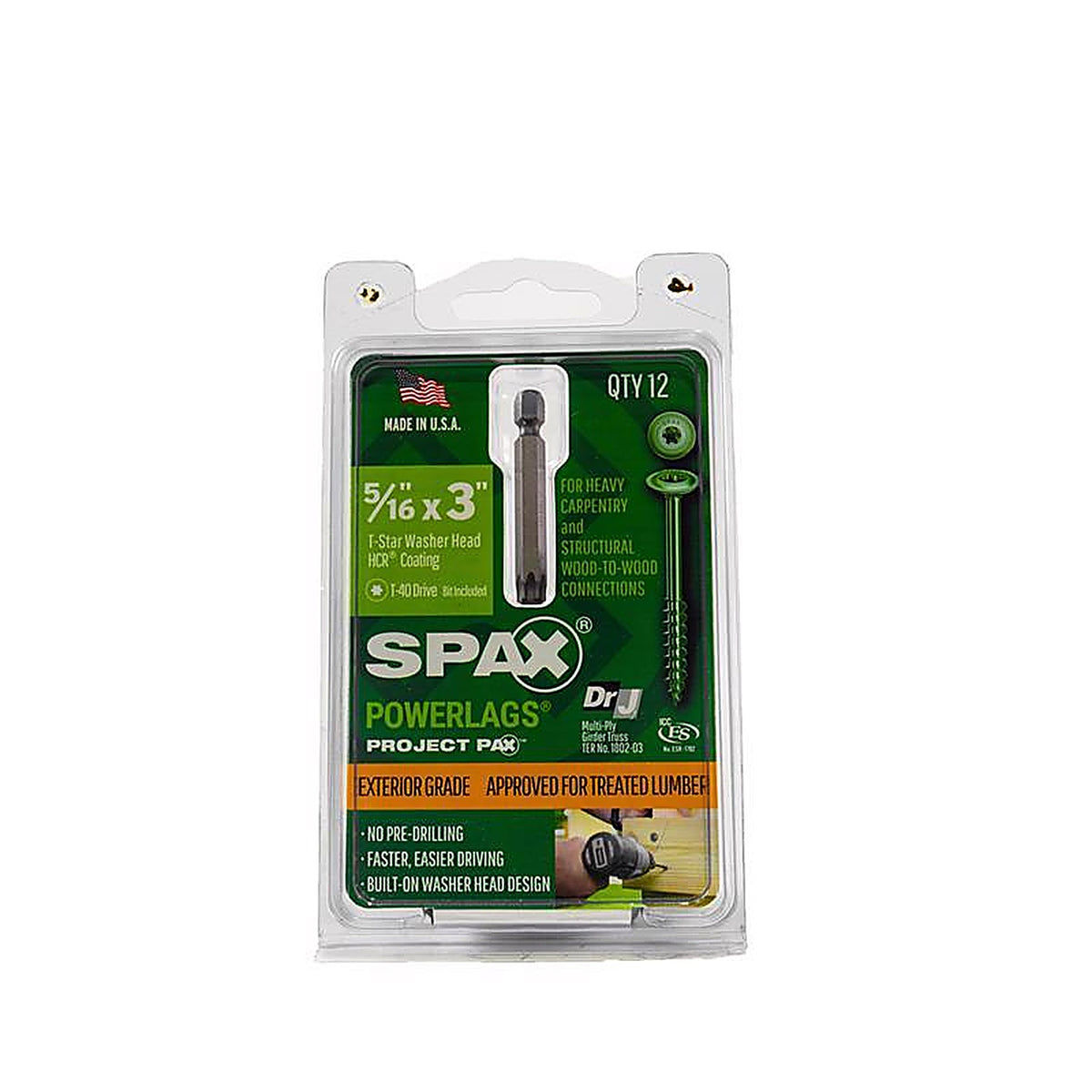Spax - 45818208007643 - Powerlag 5/16 In. In. X 3 In. L T-40 Washer Head Serrated Structural Screws