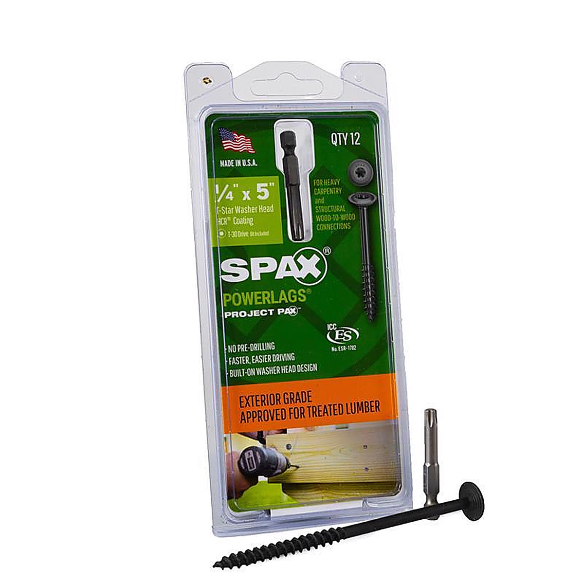Spax - 45818207012743 - Powerlag 1/4 In. In. X 5 In. L T-30 Washer Head Serrated Structural Screws