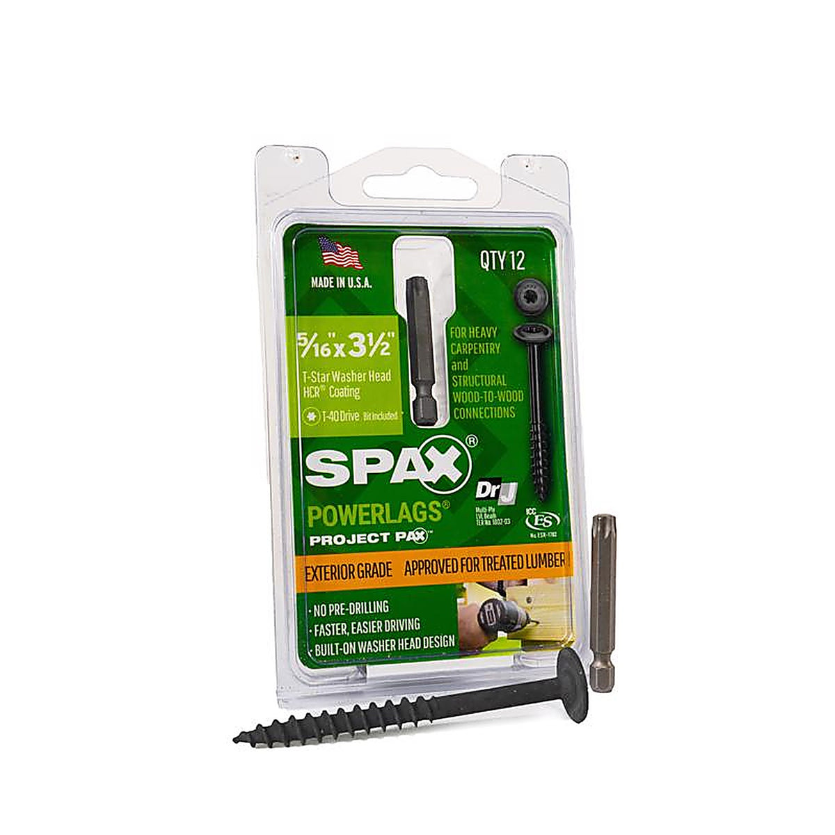 Spax - 45818208009043 - Powerlag 5/16 In. In. X 3.5 In. L T-40 Washer Head Serrated Structural Screws