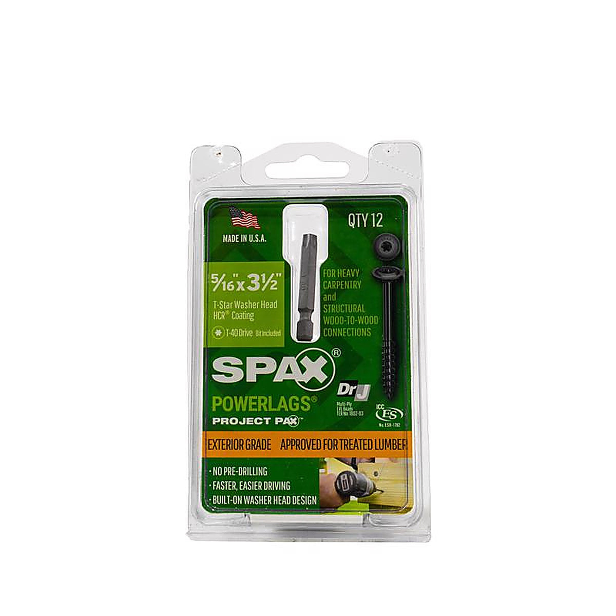 Spax - 45818208009043 - Powerlag 5/16 In. In. X 3.5 In. L T-40 Washer Head Serrated Structural Screws