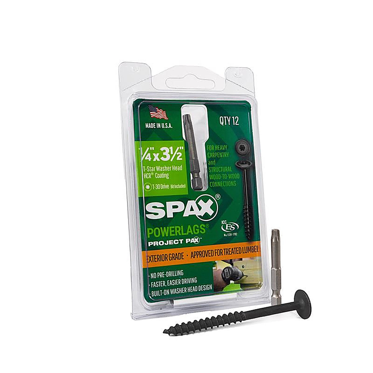 Spax - 45818207009043 - Powerlag 1/4 In. In. X 3-1/2 In. L T-30 Washer Head Serrated Structural Screws