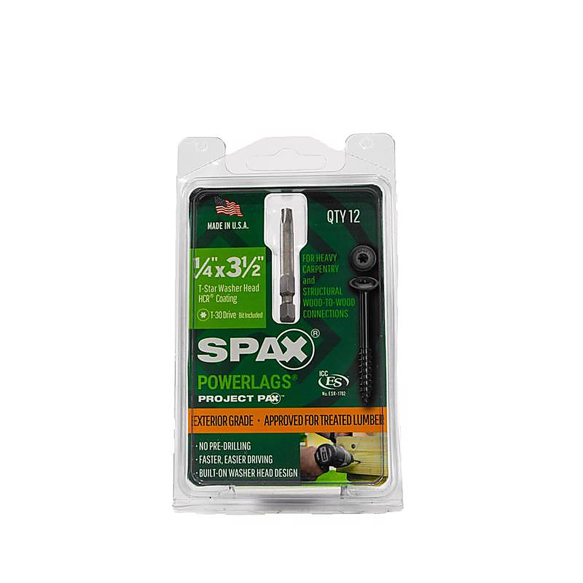 Spax - 45818207009043 - Powerlag 1/4 In. In. X 3-1/2 In. L T-30 Washer Head Serrated Structural Screws
