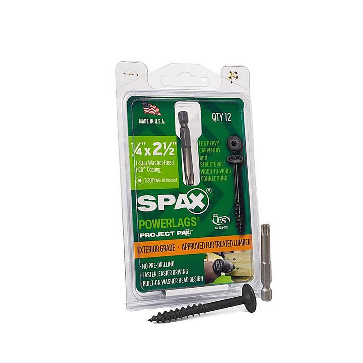 Spax - 45818207006343 - Powerlag 1/4 In. In. X 2-1/2 In. L T-30 Washer Head Serrated Structural Screws