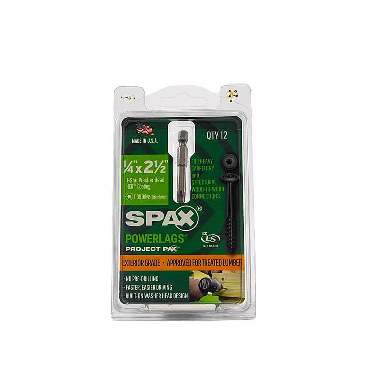 Spax - 45818207006343 - Powerlag 1/4 In. In. X 2-1/2 In. L T-30 Washer Head Serrated Structural Screws