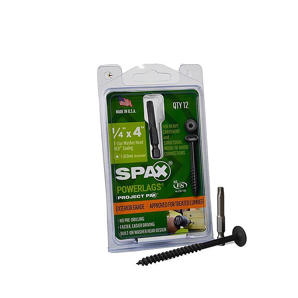 Spax - 45818207010043 - Powerlag 1/4 In. In. X 4 In. L T-30 Washer Head Serrated Structural Screws
