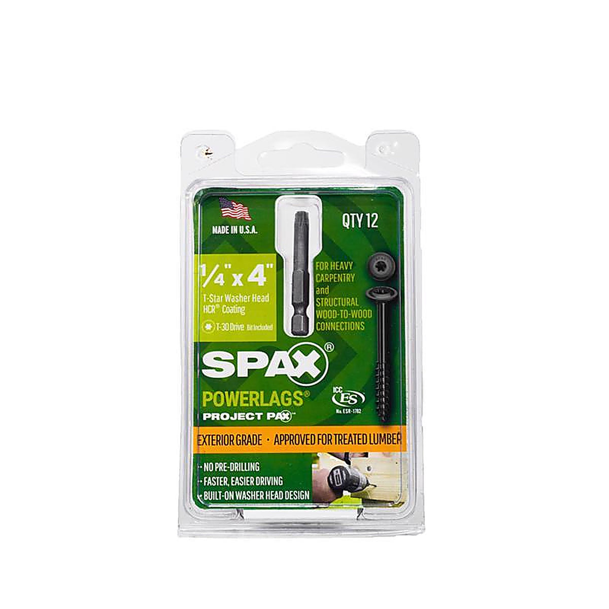 Spax - 45818207010043 - Powerlag 1/4 In. In. X 4 In. L T-30 Washer Head Serrated Structural Screws